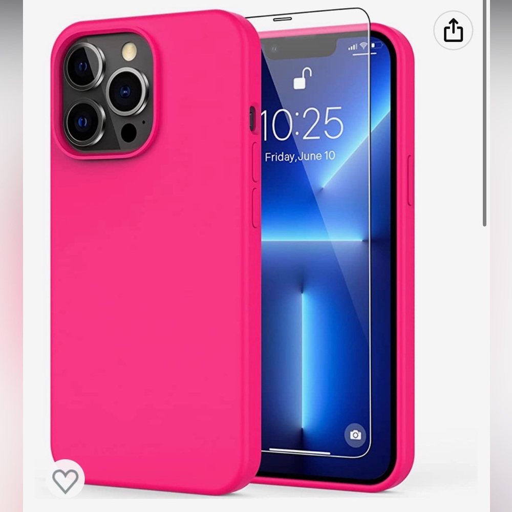 Hot pink sillicone rubber shock proof iPhone 13 Pro phone case microfiber lining
